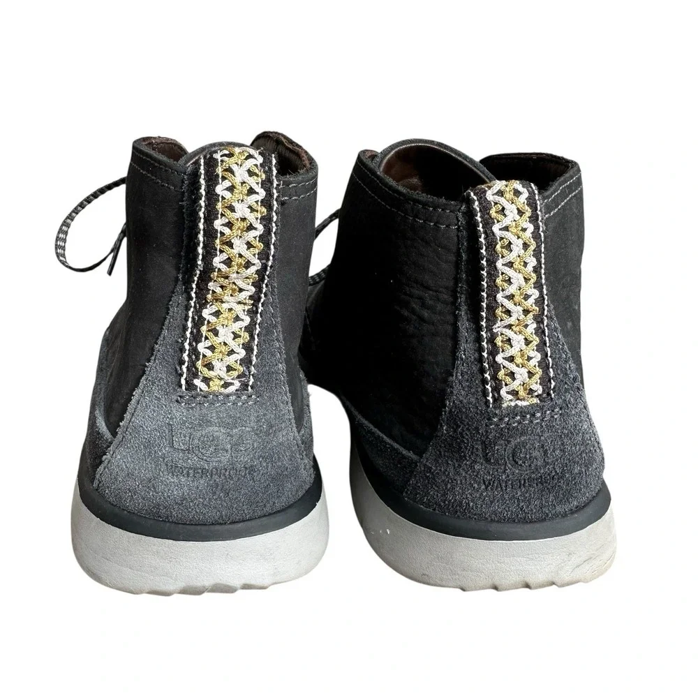 Men's 11.5 UGG‎ Freamon Dark Gray Leather Waterproof Chukka Lace Up Boot 1094358